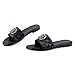 KIFIWUI Black Flat Sandals for Women Slip On Summer Leather Open Round Toe Casual Fashion Slippers Shoes Sizes 8.5