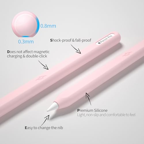 Image of Ultra Thin Protective Pencil Cover for Apple Pencil Pro &Apple Pencil 2nd Gen Silicone Case Sleeve Compatible with Apple Pencil Pro (Pink)