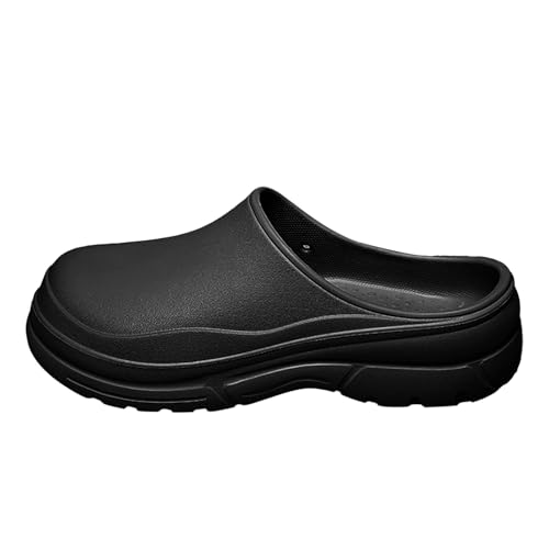 2025 - Zuecos para hombre y mujer, zapatos de chef, zapatos unisex para jardín, sandalias HU204US para mujer, color marrón, Black, 38.5 EU