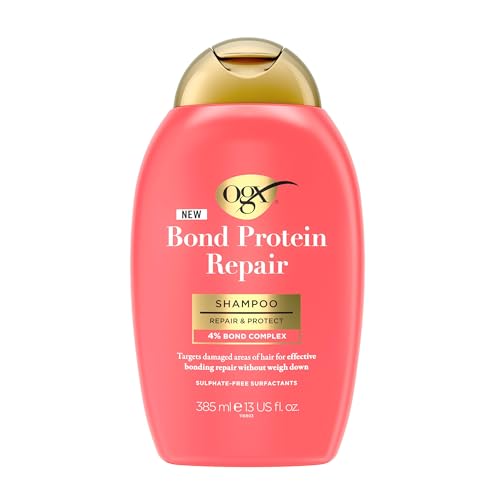 OGX Bond Protein Repair Shampoo Repair & Protect with 4percent Bond Complex Targets Damaged Areas of Hair for Effective Bonding Repair without Weighing It Down Sulfate Free 385ml