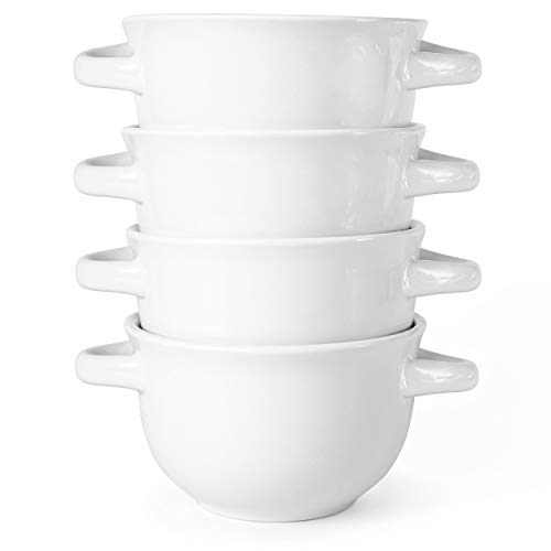 KooK Soup Bowls, French Onion Crocks, Oven Safe Dishware, Mugs, Ceramic Set, Dishwasher, Microwave, Set of 4, 18 oz (White) by KooK - Image 3
