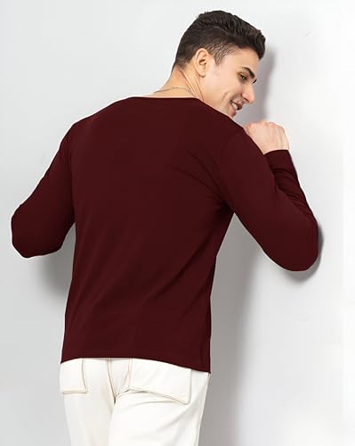 Image of LAZYCHUNKS Luxury Men's Full Sleeve Henley T-Shirt - Soft, Breathable, Stylish (Men's Henley T-Shirt), Great for Party and Casual wear