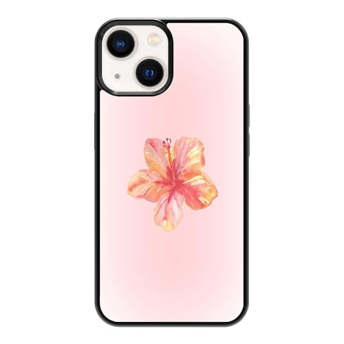 qizjio Pink Flower Phone Case Shockproof Protective Summer Hibiscus Phone Cases for iPhone 13/14