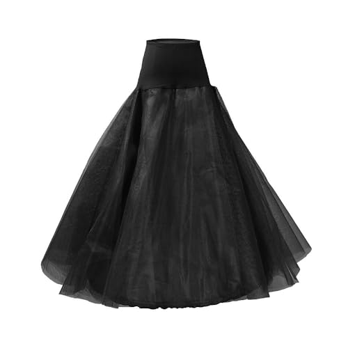 Sharplace Hochzeitskleid-Petticoat-Unterrock, einzelner, lang, bodenlang, Hochzeits-Petticoat-Rock, Krinoline für Brautballkleid, Schwarz