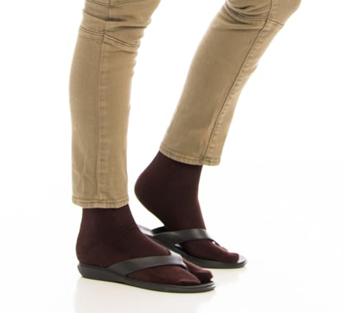 Image of 3 Pairs Thick Flip-Flop Big Toe Socks Crew Mid Calf or Ankle Size: Women 9-12 Men 8-11
