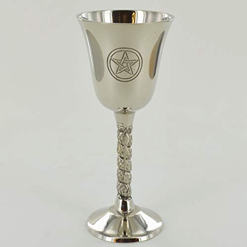 Argent Goblet avec Magic Symbole pentagramme pour Neopaganism Wicca cadeaux et Rituel du Décor