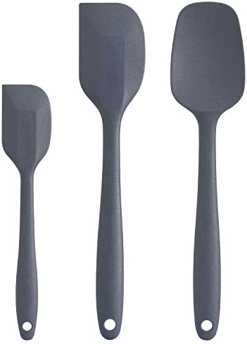 Cooptop Silicone Spatula Set - Rubber Spatula - 600°F Heat Resistant Baking Spoon & Spatulas(Dark Grey)