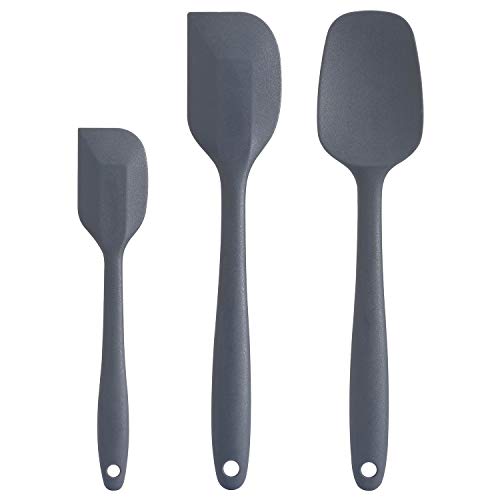 Silicone Spatula Set – Rubber Spatula – 600°F Heat Resistant Baking Spoon & Spatulas(Dark Grey)