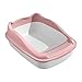 Open Potty Toilet Large Pan Splashproof Bedpan Litter Pan Pets Litter Tray for Bunny Small Medium Cats Hamsters Rabbit, Pink 36.9X29.3X16CM