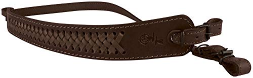 Bronzedog Genuine Leather Rifle Sling Braided Shotgun Strap Durable Hunting Shoulder Belt (Brown With Matching Braiding) #TOP2