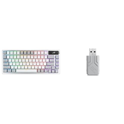 Image of ASUS ROG Azoth 75% Wireless Mechanical Gaming Keyboard (White) + ROG 8000Hz Polling Rate Booster Bundle