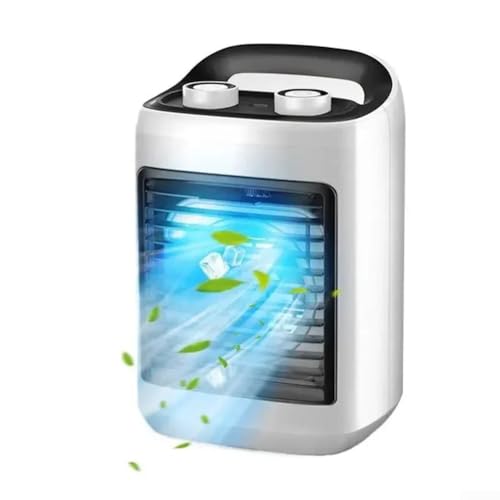 Ventilador de aire acondicionado USB, unidad de refrigeración silenciosa de escritorio con humidificador, velocidad ajustable, aire acondicionado portátil para oficina en casa, dormitorio, color