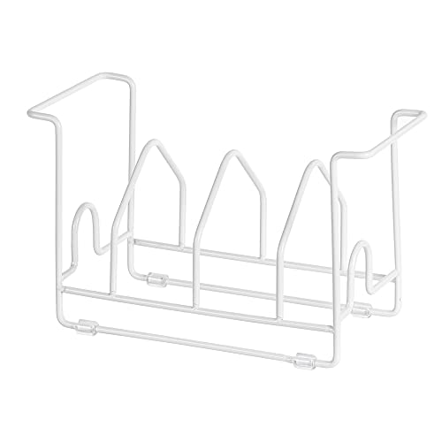 LINFIDITE Tellerhalter Organizer Schneidebrett Rack Küchenschrank Theke Organizer Ständer für Teller Backblech Topfdeckel Schneidebretter Premium Stahl Weiß Cover