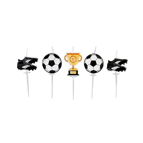 Anniversary House Football Birthday Candles for Cakes, Celebration Cake Topper Decoration, 7cm, Football Cake Topper, Football Cake Decorations, Cake Decorations for Men, Pack of 5, AHC240