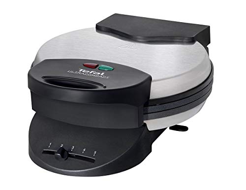 Tefal Herzwaffeleisen WM310D Waffelmaker | für Waffeln in Herzform | stufenloser Temperaturregler-Bräunung nach Wunsch | antihaftbeschichtete Platten | Schwarz | 1000 W Battery Powered