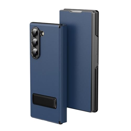 Image of Magnetic Flip Case Compatible with Samsung Galaxy Z Fold 7 (2025) | Premium Leather Finish | Multi-Angle Stand | Full Body & Hinge Protection | Slim Luxury Business Cover - Blue