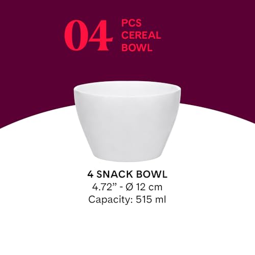 Image of Larah by BOROSIL Opalware Bowl | Microwave & Dishwasher Safe Dinner Bowls for Salad, Fruits, Dal, Maggi, Snacks, Cereal | Breakfast Bowls | Ideal Crockery for Gifting (Boho & Rhythm, 4pc Set)