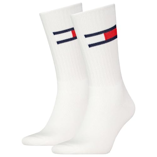 Tommy Hilfiger Mixte Crew Chaussettes, Blanc, 43-46 EU