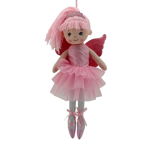 Sweety Toys 13289 Stoffpuppe Ballerina Fee Plüschtier Prinzessin 50 cm rosa mit Krone