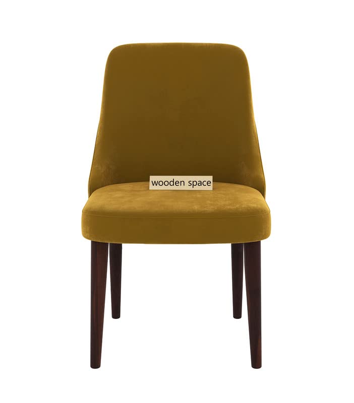 Image of WOODEN SPACE Dining Chair for Living Room Vintage Armchair with Rosewood and Holend Velvet for Living Room, Hotel, Restrorent and Home Decor - 20X19X35 Inch (Mustard Parck of 2)