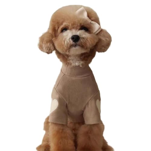 Small Dog Sweaters for Dogs Girls Boys, Heart Love Pattern Puppy Clothes, Puppy Pullover Outfit (Brown, X-Large)