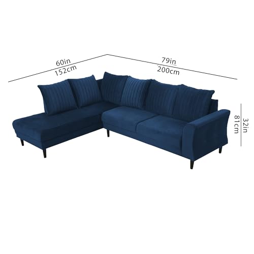 Image of Gratly LHS 4 Seater L Shape Sofa Set for Living Room (Blue Colour) Premium Fabric Sofa