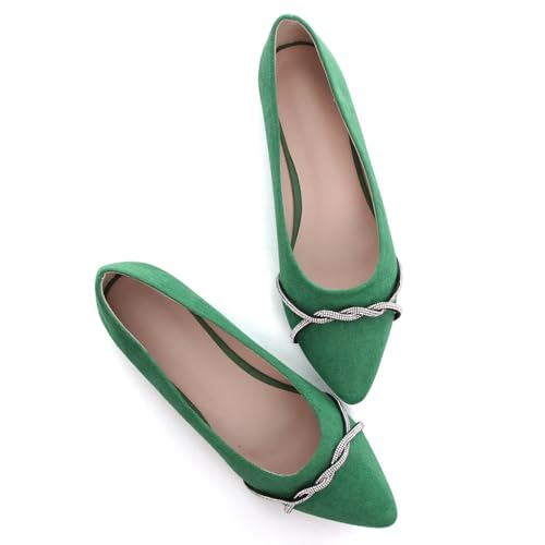 Image of TN TANGNEST Womens Casual Flats Chain Ballet Flats | Fashion Pointed Toe Rhinestone Flats, Comfort Slip On Dress Shoes for Business Work Office Wedding Party