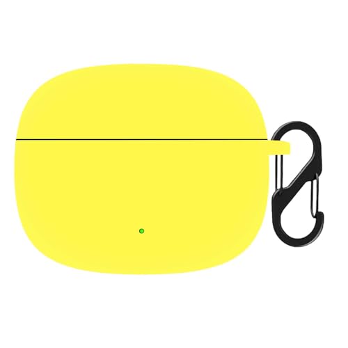 Image of Anvique Silicone Case Cover for Oneplus Nord Buds 4 Pro, Scratch Resistance, Shock Absorption, with Premium Carabiner (Yellow)