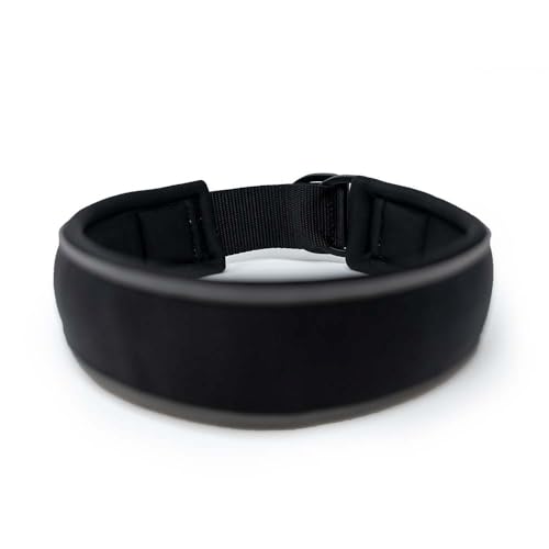 VITOMALIA® Ultraleichtes 4cm breites reflektierendes Zugstopp Hundehalsband, Robustem Nylon und Weichem Neopren, Halsband für mittelgroße Hunde, Zugstopp Halsband (4cm/L = 45cm-56cm, Schwarz)