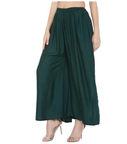 Image of TNQ Full Flared Cotton Palazzo Pants || Gold Print Printed Sharara Garara || Ethnic Or Casual Wear