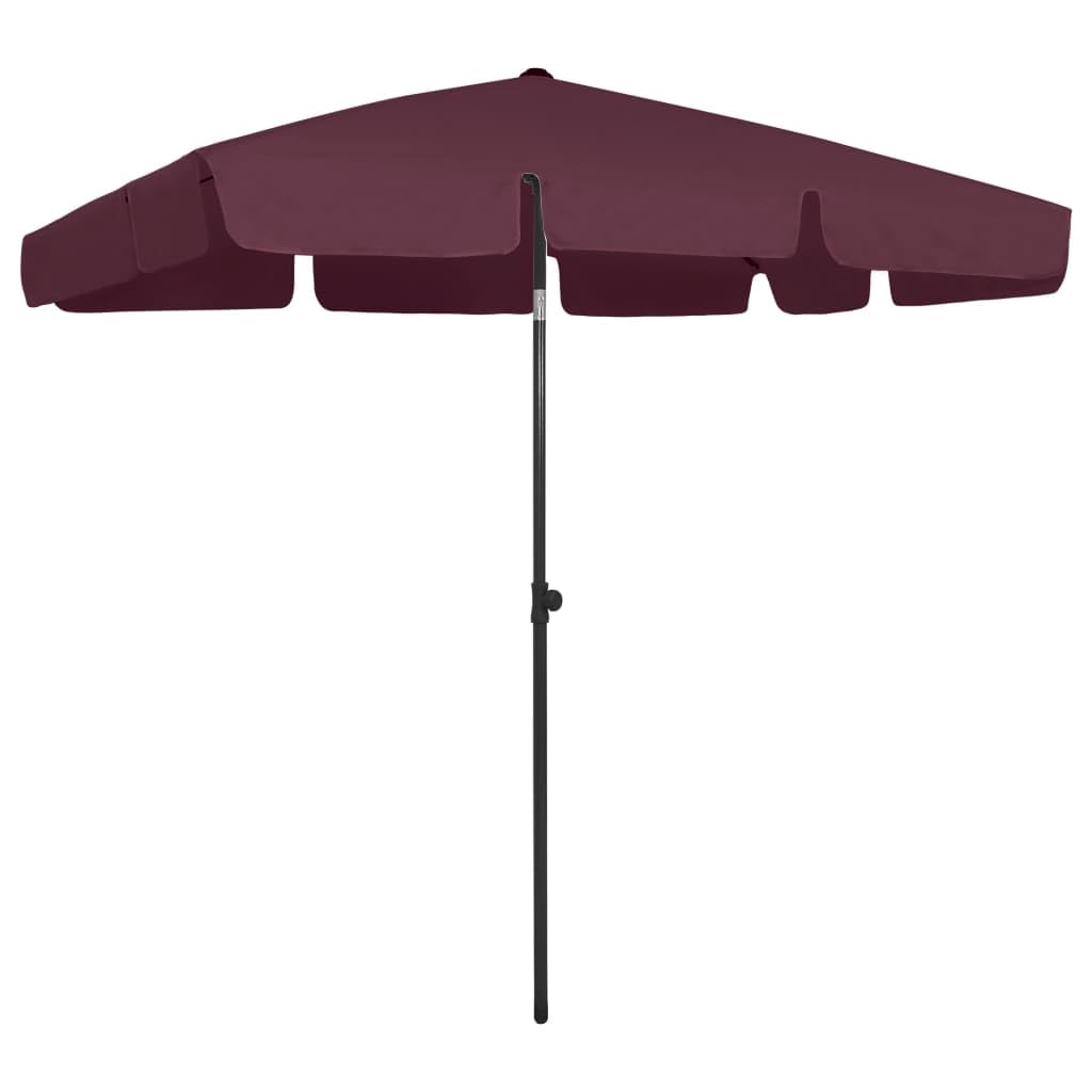 Ombrellone da Spiaggia Rosso Bordò 200x125 cm con Protezione UV e Anti-Sbiadimento, Inclinabile e Regolabile in Altezza, Realizzato in Poliestere Resistente agli Agenti