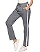 Litherday Pantalon de Sport Femme Coton Hiver Stripe Pantalon Jogging Couleur Unie Bas de Survêtement Pants avec Poches Bande d'entraînement Yoga Fitness Taille Haute Long avec Poches Gris Foncé M