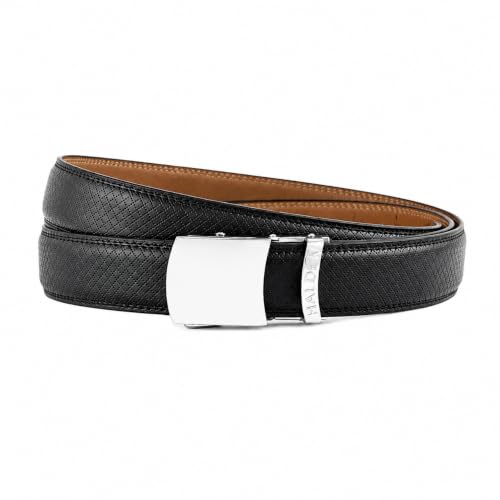 Image of HALDEN THEO Belt For Men Leather Original (Adjustable Fits Up to 44 Inch Waist) Ratchet Straps, Unique Magnetic Auto-lock Buckle Adjustable Belt For Men