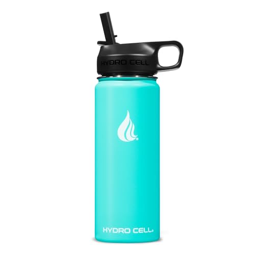 Image of HYDRO CELL Stainless Steel Sport Water Bottle with Straw - Keeps Drinks Cold & Hot via a Leak Proof Metal Triple Insulated Vacuum Flask for All Sports and Outdoors Activities (Teal 18oz)