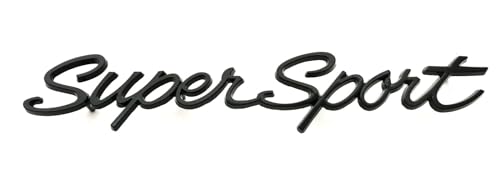 Image of 2Pcs Script Super Sport Emblems 3D Front Side Badge Nameplate Letter Compatible with Chevy Impala SS 1965 1966 (Glossy Black)