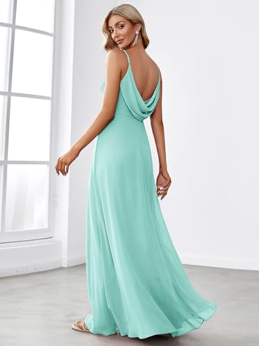 Image of Ever-Pretty Women's Summer Backless Spaghetti Strap Chiffon Bridesmaid Dresses Empire Waist Formal Wedding Guest Dress