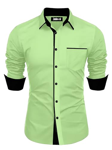 Image of Men's Regular Cotton Casual Slim Fit Shirt with Classic Collar, Long Sleeve, Solid Pattern, Breathable Fabric, and Unique Design for a Timelessly Modern