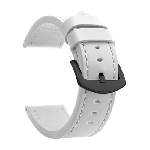 ZacLAy 18Mm 20Mm 22Mm 24Mm Bracelet De Montre Bracelet Sport Bracelet De Montre En Cuir Vintage Boucle En Acier Inoxydable, Blanc noir, 24mm