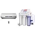 COSMO COS-QS75 30 in. Under Cabinet Range Hood with 500 CFM, Permanent Filters & iSpring RCC7AK, NSF Certified 75 GPD, Alkaline 6-Stage Reverse Osmosis System