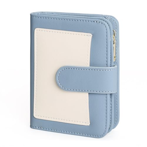 Image of GOIACII Small Wallet for Women RFID Blocking Bifold Wallets Ladies Card Holder Coin Zipper Pocket Blue