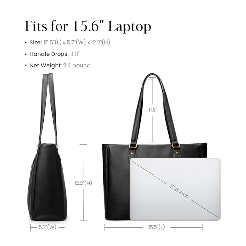 Image of befen Genuine Leather Tote Bag for Women Work, Womens Laptop Purse Bags Shoulder Satchel Handbags with 15.6 inch Compartment