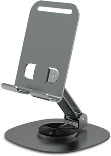 coku Mobile Phone Stand 360° Rotation Height and Angle Adjustable Cell Phone Stand for Desk Office Foldable Desktop Phone Holder for Smartphone 4-10'' Tablet Holder (Gray)