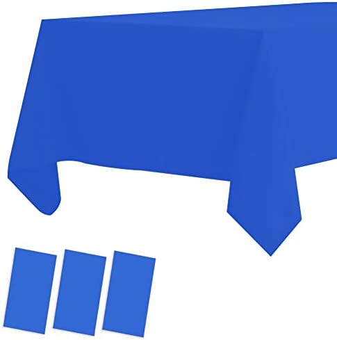 3 Pack Plastic Tablecloths Plastic Table Covers Disposable Table Cloths for BBQ Picnic Birthday Wedding Parties Waterproof TableCloth Oil-proof Table Cloth Dark Blue Thin Table Cover 54 x 108 In