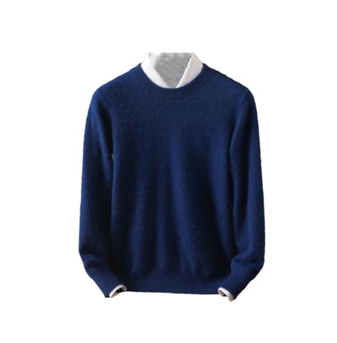 REHJJDFD Men's Mink Cashmere Slim Fit Sweater O-Neck Pullovers Knit Sweater Long Sleeve Jumpers Sweater