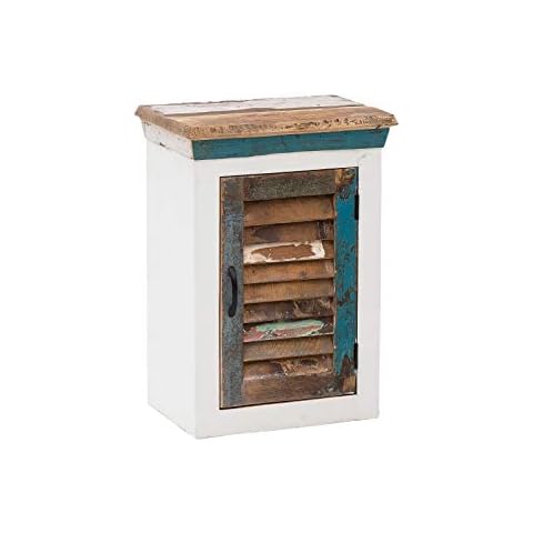 Woodkings® Bad Hängeschrank Perth weiß recyceltes Holz bunt rustikal massiv Badmöbel Massivholz Badezimmer Badezimmerschrank Wandschrank Cover