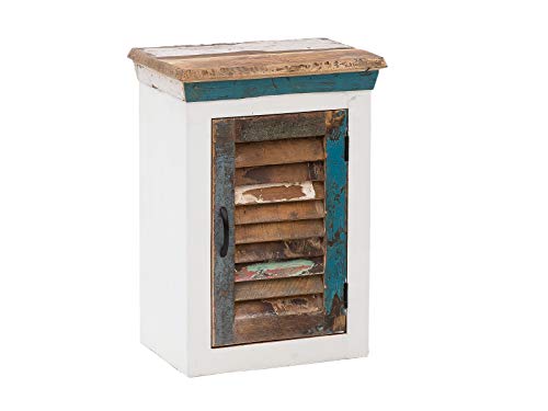 Woodkings® Bad Hängeschrank Perth weiß recyceltes Holz bunt rustikal massiv Badmöbel Massivholz Badezimmer Badezimmerschrank Wandschrank