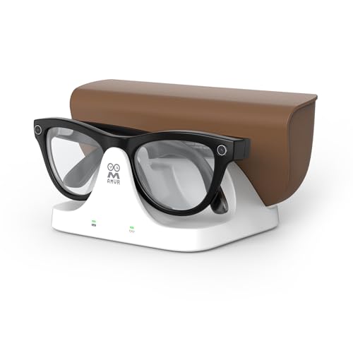 AMVR Magnetic 2-in-1 Charging Dock Compatible with Ray Ban Meta Wayfarer/Skyler/Headliner Smart Glasses Case Accessories Charger with LED Indicator(Not Compatible with Oakley Blayzer and Display)