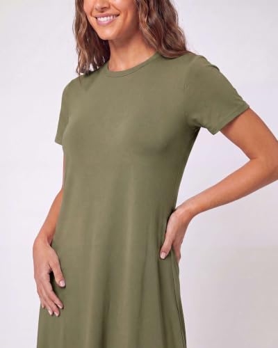 Image of Real Essentials 3 Pack: Women's Short Sleeve T Shirt Dress Swing Loose Casual Lounge Everyday Outfit (Available in Plus)