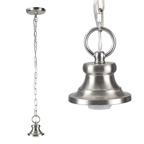 Image of Aspen Creative 21048-21, Indoor Pendant Light Kit, 6' SPT-1 Silver Wire / 5' Steel Chain. Socket Cup:4 inch W x 2-3 /8 inch H. Suitable:18 inch D. to 20 inch D. Pendant Shade. Satin Nickel.1 Pack