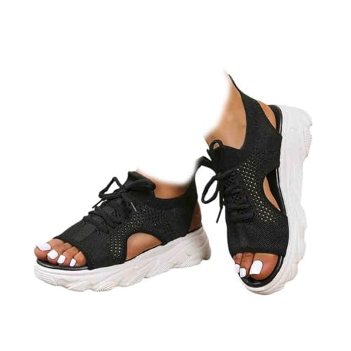 Women's Lace Up Muffin Sandals, Orthopedic Sandals for Women, 2025 Sandals for Women Peep Toe Sandals Shoes Wedges, Non Slip Toe Sandals Shoes for Indoor and Outdoor